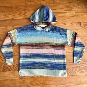 Ovla Knit Casual Festival Boho Hoodie Multicolor Striped Sweater Women’s Size S